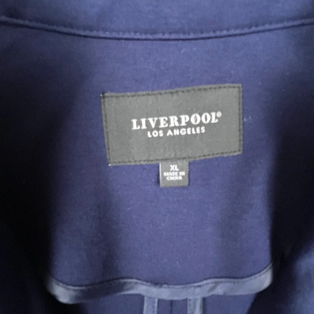 Liverpool Blazer Women XL Cadet Blue Open Front Ponte Knit Professional